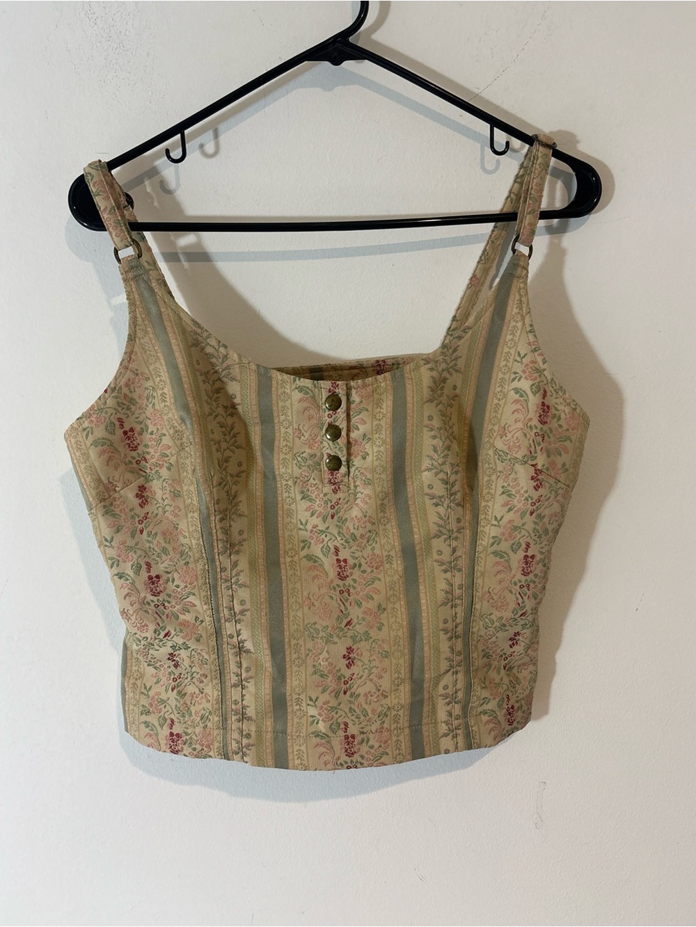 Jeanology Women’s Size 10 Vintage Cropped Adjustable Corset Tank Top Floral Y2K